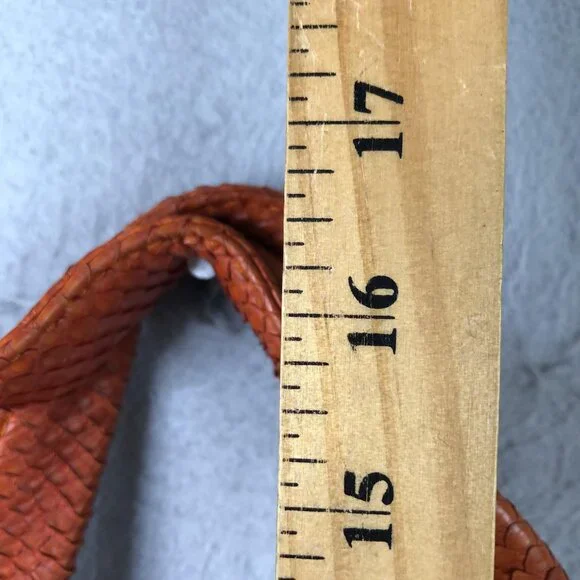 Tote Bag Womens Orange Python Snakeskin Leather Large Shoulder Handbag - Picture 6 of 16